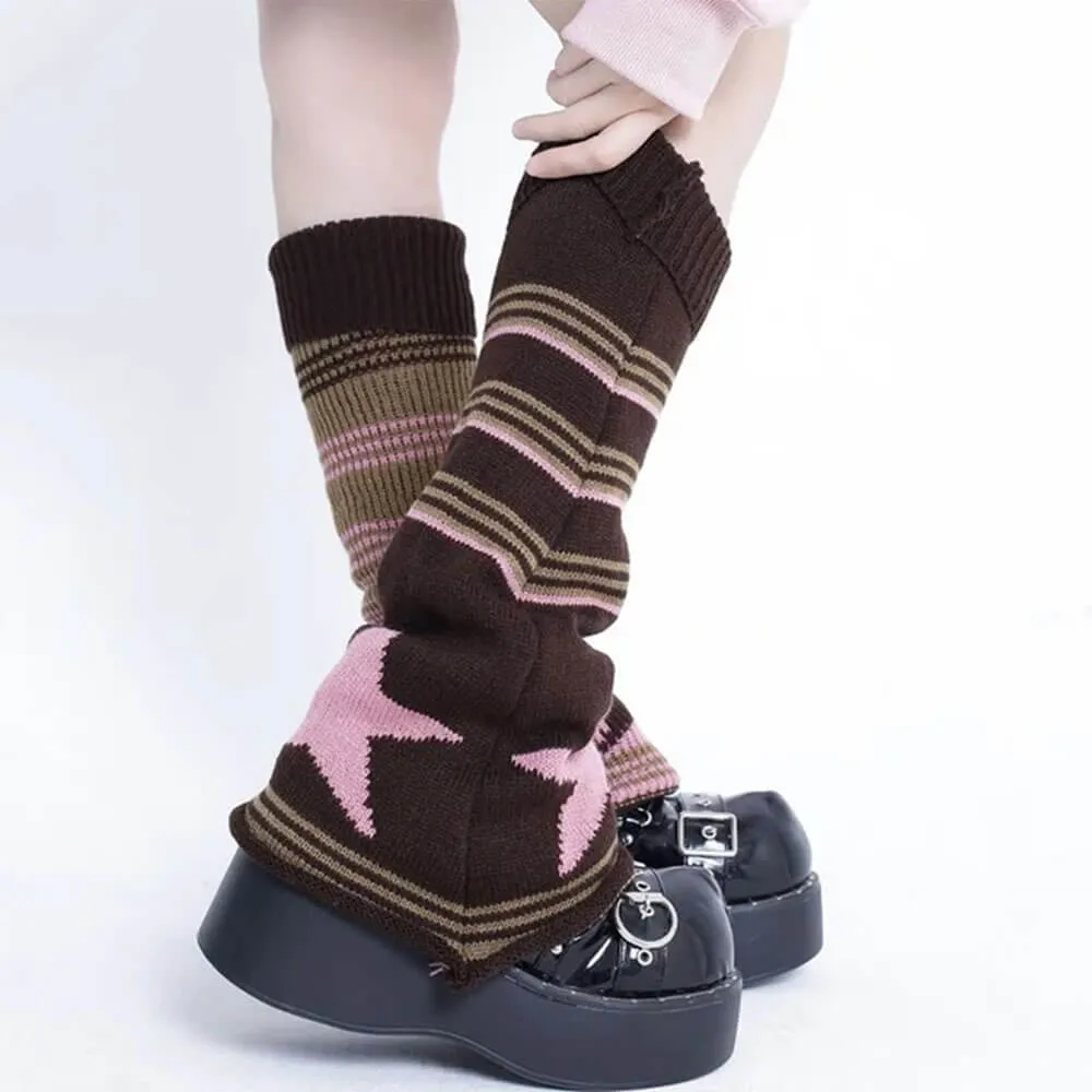 Star Girl Striped Leg Warmers