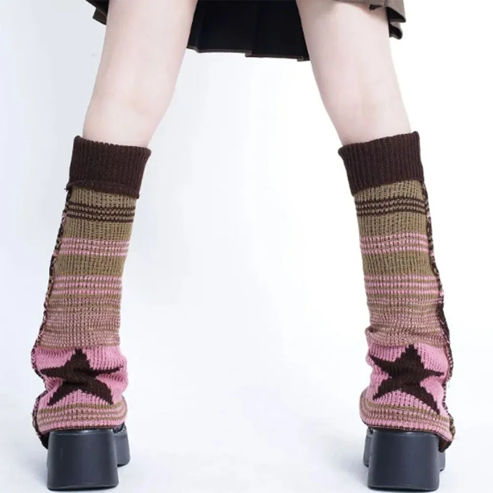 Star Girl Striped Leg Warmers