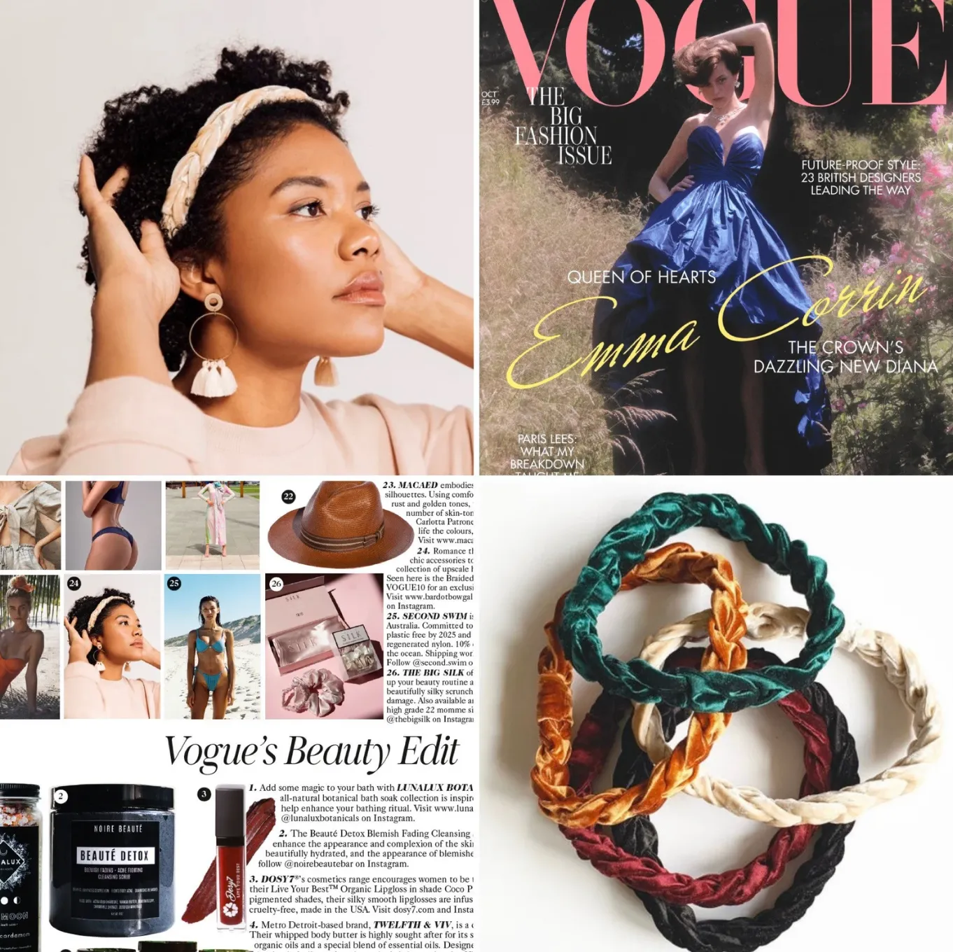 The Hayley Braided Headband | Featured in Vogue's Beauty Edit | Soft Headband | Luxury Designer Headbands | Made to Order