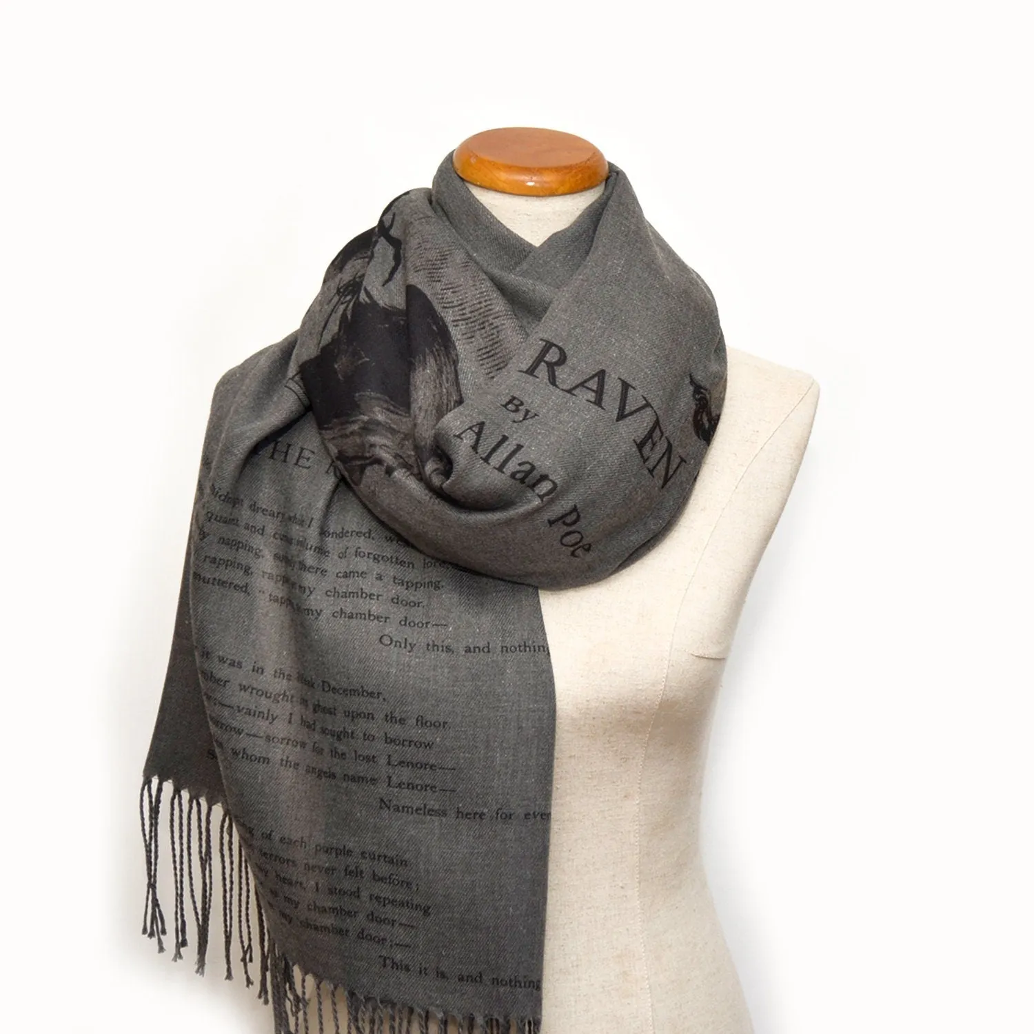 The Raven by Edgar Allan Poe  Shawl Scarf Wrap (Heather Gray)