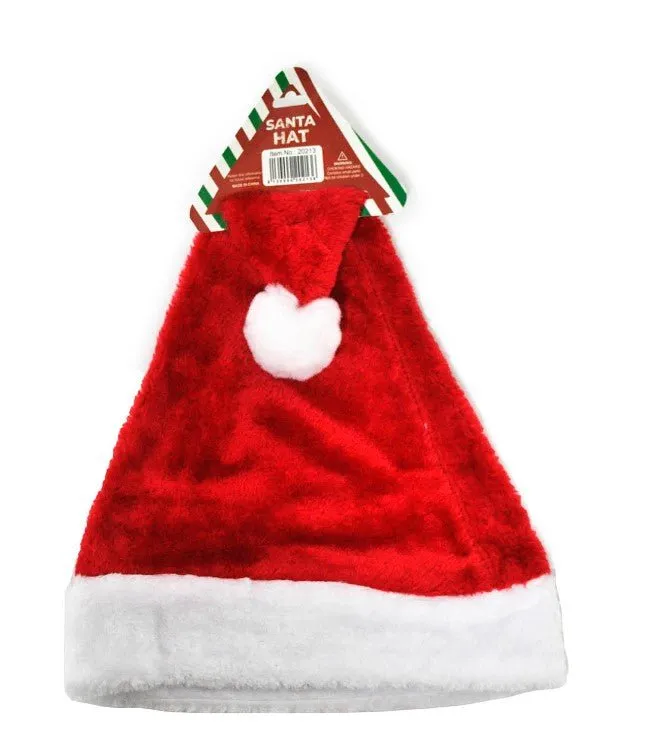 Traditional Deluxe Plush Thick Velvet Christmas Santa Hat