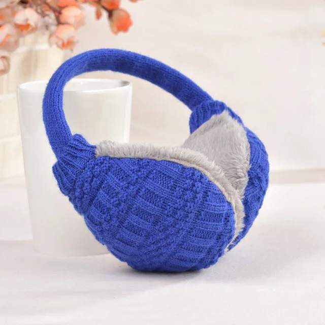 Winter Earmuffs Unisex Soft Cover Knitted Plush Thick Ear Warmers