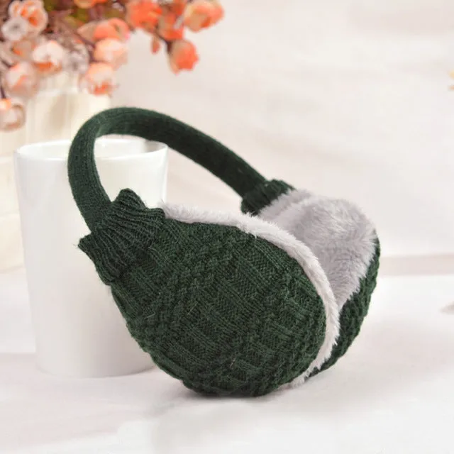 Winter Earmuffs Unisex Soft Cover Knitted Plush Thick Ear Warmers