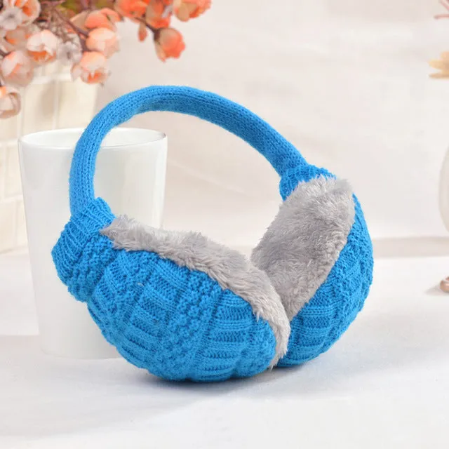 Winter Earmuffs Unisex Soft Cover Knitted Plush Thick Ear Warmers