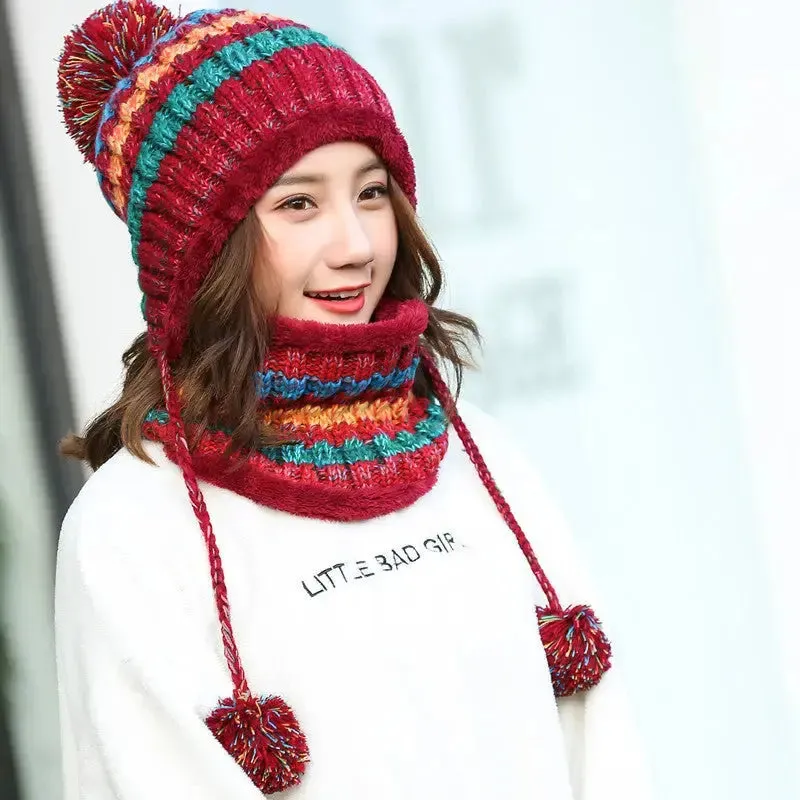 Winter Knitted Hat And Scarf Set