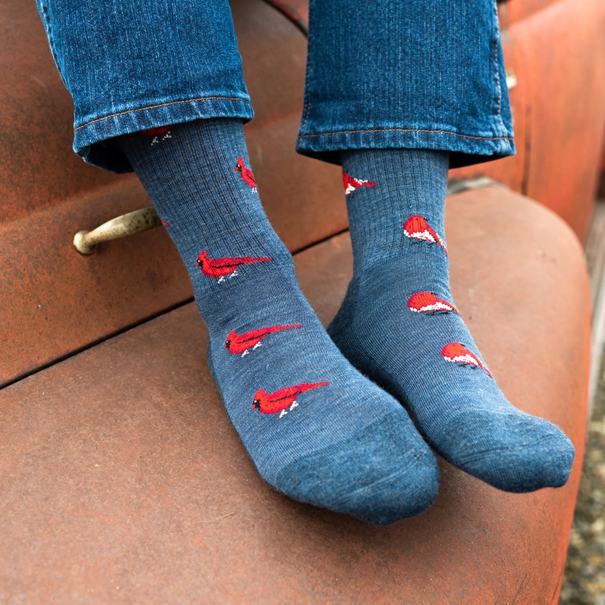 Women's Cardinal and Robin Merino Merino Wool Socks