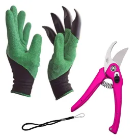 Your Brand Gardening Tools - Garden Gloves with Claws for Digging and Planting, 1 Pair Ergonomic Grip, Incredibly Sharp Secateurs